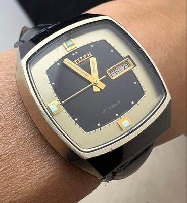 CITIZEN Automatic Square TV Screen Blacky Herrenuhr 36mm Armband 15,5cm ab
