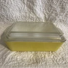 PYREX PRIMARY COLORS YELLOW REFRIGERATOR DISH WITH LID VINTAGE 0503 7”x9.5” pics