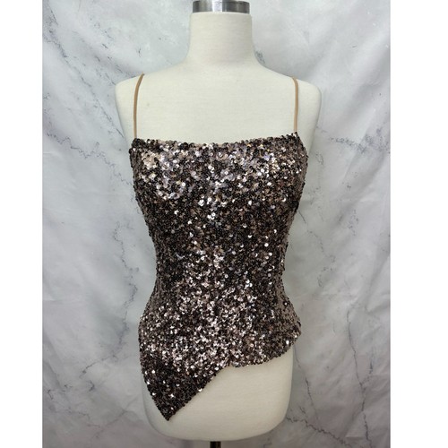Vintage Cache Cami XS S Silk Sequin Clubwear Y2K Party 90s Asymmetric Disco Star - Picture 3 of 18
