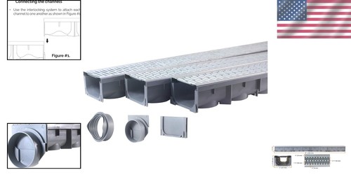 Durable 39” Galvanized Channel Drain System - Perfect for Driveways and Gardens - Picture 2 of 11