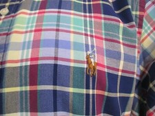 LAUREN RALPH LAUREN LARGE BLUE RED  WHITE PLAID / LONG SLEEVE / SHIRT