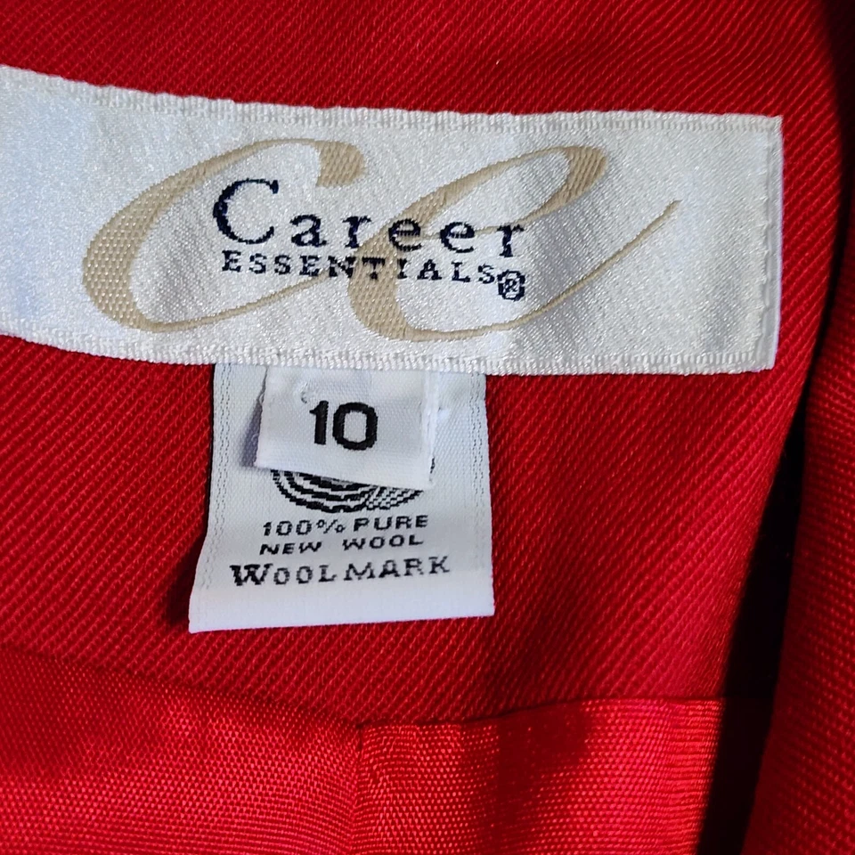 Conjunto de Traje Career Essentials Para Mujer Talla 10 Sólido Todo Rojo Blazer Chaqueta Falda Foto 3 de 4