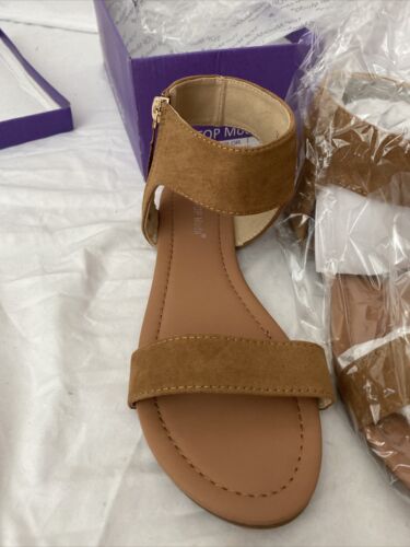 Top Moda Womens Chenille Slingback Sandals Beige Strap Buckle 8 1/2 New - Picture 2 of 6