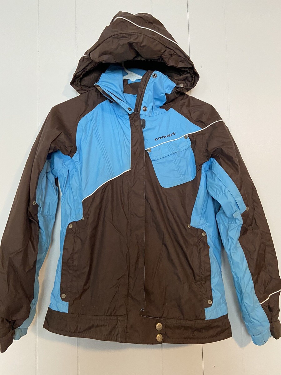 Columbia Womens Convert Jacket XS Blue Brown Ski Snowboard