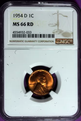 1954 - D NGC MS66RD LINCOLN CENT!!  #B35090