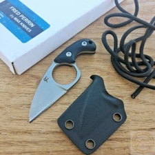 Fred Perrin Shorty Neck Fixed Knife 1.25" 440C Steel Full Blade Black G10 Handle