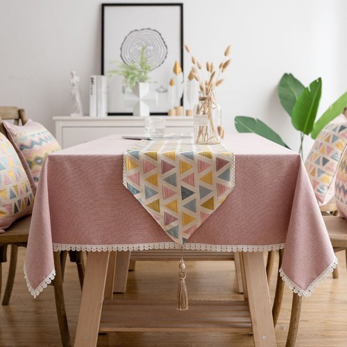 Luxury Print Formal Table Runner Bed Flag Tablecloth Rectangle Home Decor Tassel - Picture 9 of 35