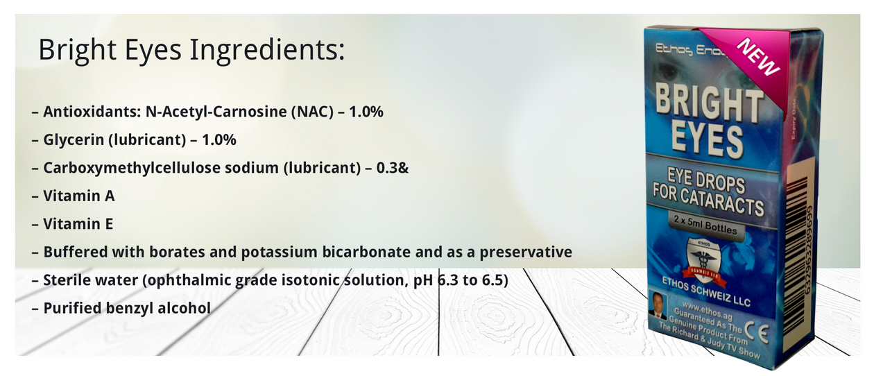 ETHOS BRIGHT EYES CATARACT NAC Eye Drops 1 Box 10ml FREE WORLDWIDE
