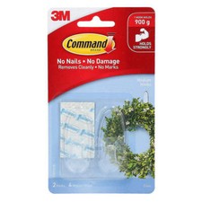 Command Clear Medium Adhesive Hooks Holds Strongly Removes Cleanly Pack of 2
