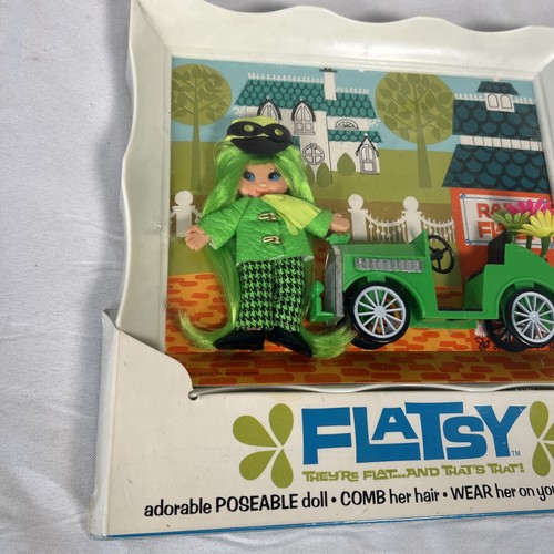 Vintage Ideal Rally Flatsy Doll with Car in Frame NIB NOS - Picture 2 of 6