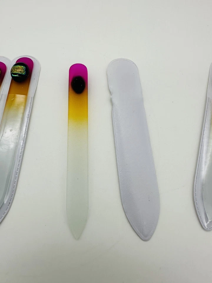 Set of 4 Crystal Glass Purple Bling Embellished Nail File Double Sided 3 1/2”. - Image 3 of 4