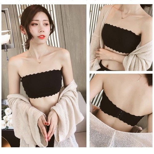 Womens Lace Stretch Strapless Seamless Tube Bra Top Bralette Underwear Linger ☊ - Picture 4 of 27