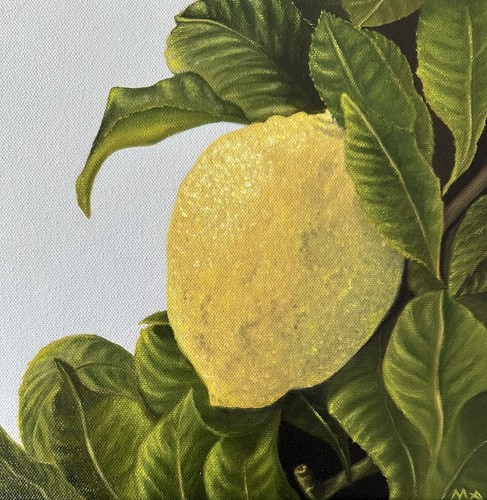 Original Oil Painting Still Life Lemon Tree Realism Abstract Art Home Wall Decor - Picture 8 of 13
