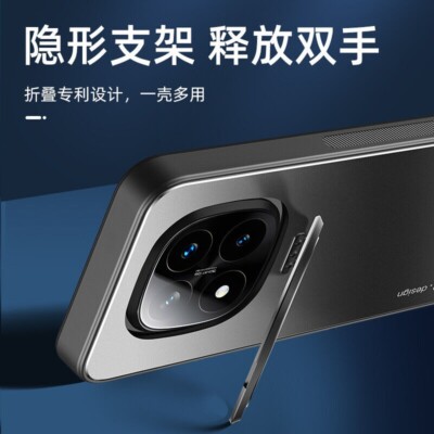 For Xiaomi Redmi Note 14 Pro 5G, KickStand Glass Lens Camera Metal Cover Case