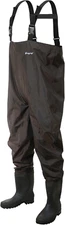 Men's PVC Waterproof Fishing Bootfoot Chest Wader for Fishing, Size 11, Cleated