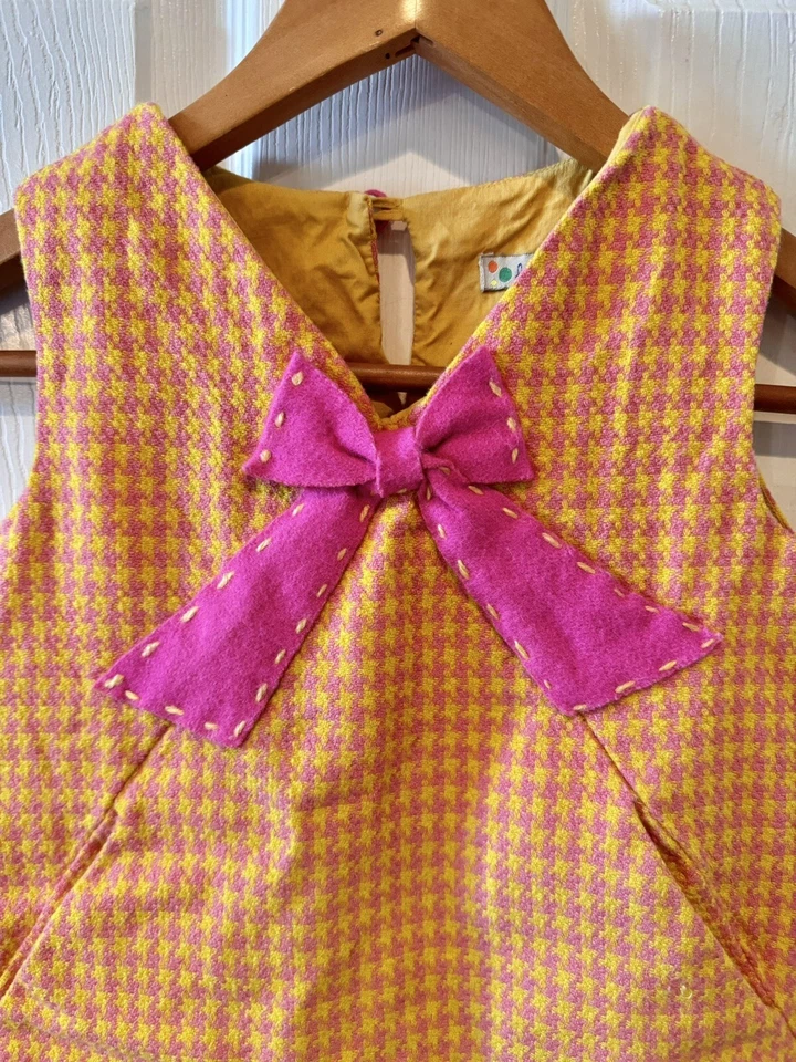 Vestido tipo jersey Lola Et Moi rosa y dorado para niñas talla 4-5 100 % lana Foto 2 de 4