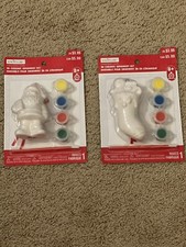 Creatology Christmas Santa and Stocking 3D Ceramic Ornament Kits with Paint, 8 