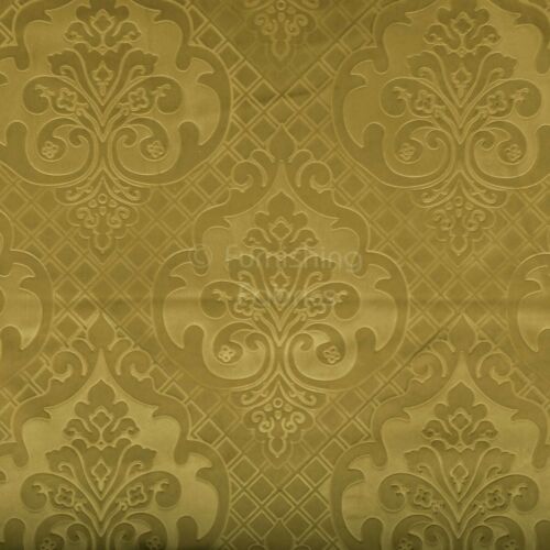 New Furnishing Embossed Damask Velvet Upholstery Fabric In Grass Green Colour - Picture 5 of 5