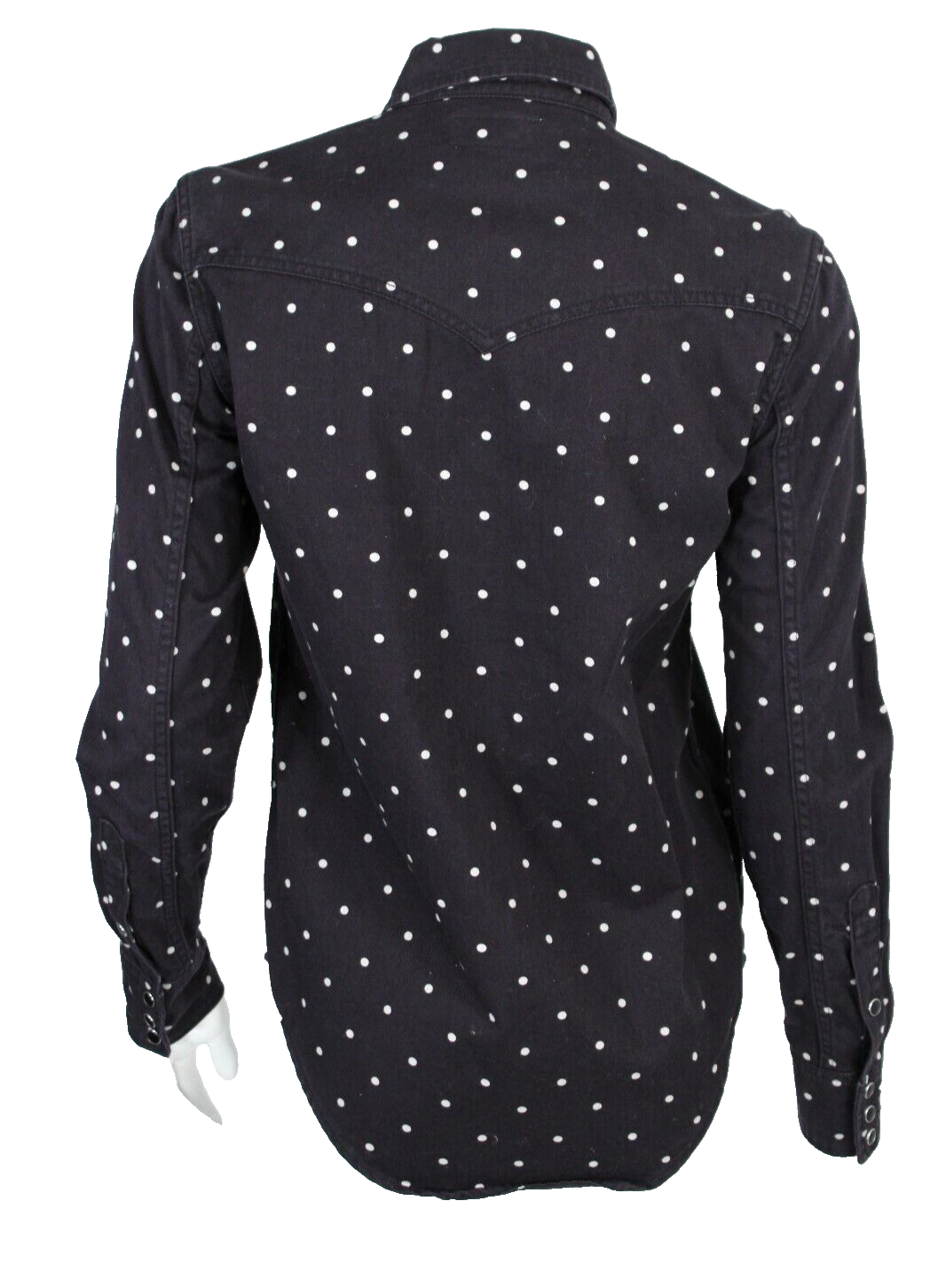 Camicia SAINT LAURENT 2021 blu e bianca a pois cotone western fronte a scatto S