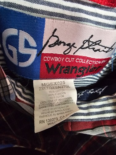 George Strait Wrangler Shirt Men 2XLT Red Blue Plaid Cowboy Cut Collection - Picture 5 of 9