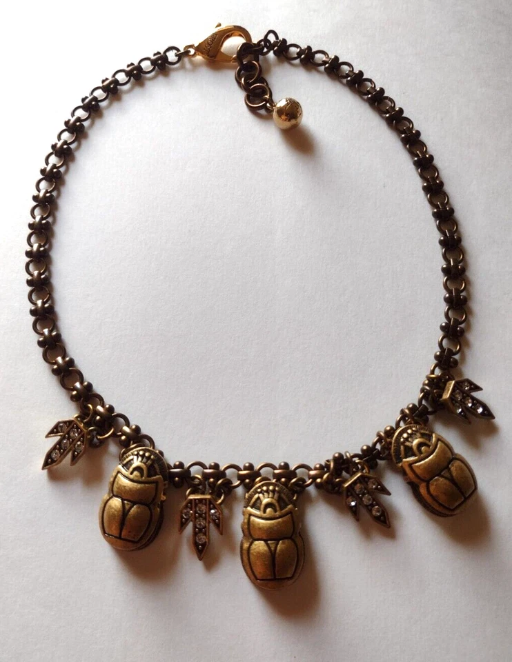 Royal Scarab Ancient Egyptian Style Khepri Beetle Necklace Lulu Frost Signed - Image 2 of 4