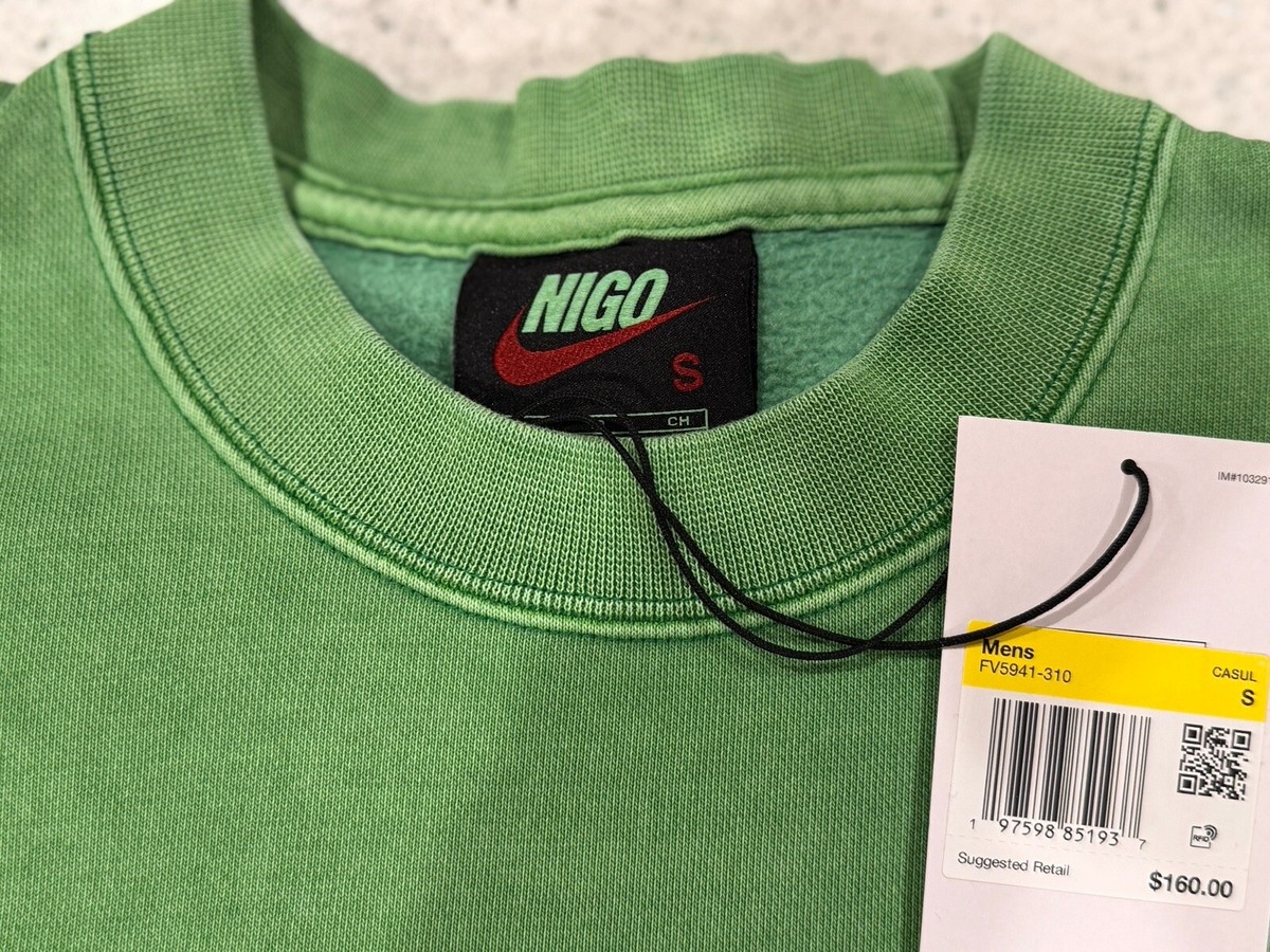 Brand New Nike x Nigo NRG Fleece Crew Sweatshirt Green Small Brand New Nike x Nigo NRG Fleece Crew Sweatshirt Green Small