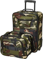 Rockland 2 Piece Expandable Softside Luggage Set Carry On Tote Bag Camouflage