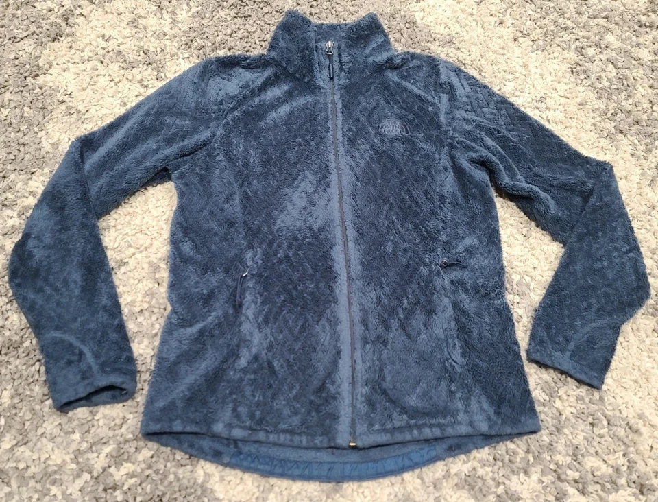 Chaqueta para mujer North Face polar difusa con cremallera bolsillos pequeños azul