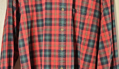 Gorpcore Lands End Shirt Men's M 15-15 1/2 Red Plaid Cabincore L/S Button-Up - Picture 11 of 24