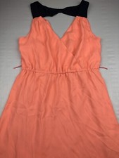 American Eagle Outfitters Coral Navy Blue Bow Short Dress Women’s Size M Medium