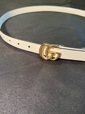 Gucci GG Marmont Belt, Sizes: 65-26, White Leather, Women\'s, 409417, GUCCI BNWT Gucci Marmont Thin Belt Size 65/26 $550 | eBay main image 2