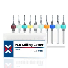 10Pcs CNC End Mill 1/8 Shank Carbide Drill Bits Set Engraving Bit Tool 1.1-2.0mm