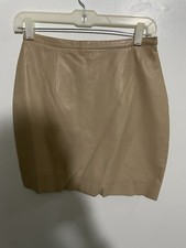 Vintage Pelle Studio Wilsons Tan Leather Mini Length Pencil Skirt Women's 4