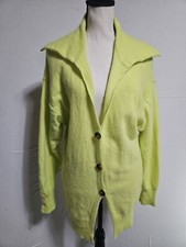 Free People 100% Cashmere Cardigan Lemon/lime Color Size Small Button Up Euc