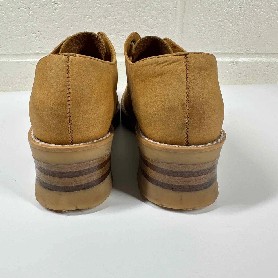 Nine West Chunky Leather Platform Shoes Women's 7.5 Beige Y2K Casual Granny - Image 4 of 4