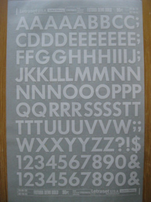 1 x Letraset U.S.A. FUTURA DEMI BOLD 96pt Bogen 29-96-CN (bb)
