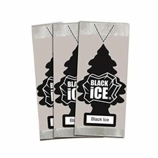 LITTLE TREES Car Air Freshener Hanging Paper Tree Home or Car Black Ice [3-Pack]