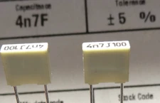 4 pcs , 0.0047 uF, (4.7nF) 100V, Metallized Polyester Film Capacitors, by Kemet