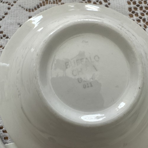 4er Set Vintage Büffel Porzellan Diner gewellter Rand 4,75" Schüsseln weiß Sternmarke - Bild 5 von 6