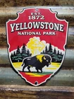 VINTAGE YELLOWSTONE PORCELAIN SIGN OLD NATIONAL PARK US FOREST SERVICE ARROWHEAD