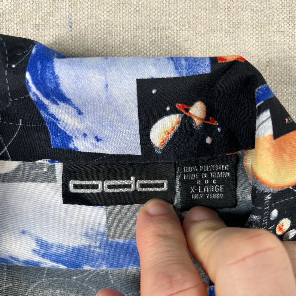 Vintage ODO Shirt Mens XL Solar System Universe Space Camp Button 90s Y2K AOP - Image 3 of 4