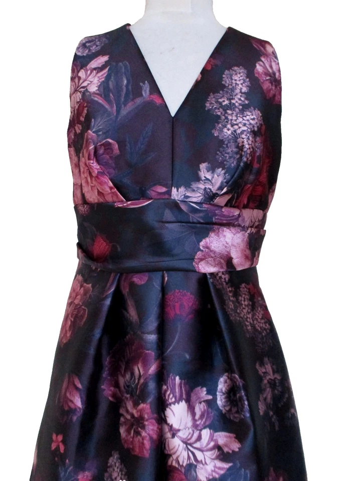 Maxi Vestido de Noche Kay Unger Elizabeth Cuello en V Talla 8 Mujeres Poli Mikado Foto 3 de 4