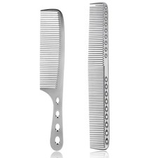 Metal Comb 2 Pcs Aluminum Barber Comb Set Professional Fine Tooth Comb Hair