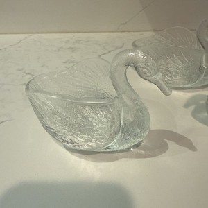 glass swan container/ bowl party decor wedding shower