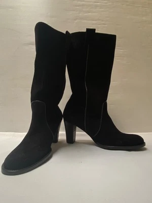 NEUVES bottes noires 40 daim velours noir MINELLI made in Portugal - Photo 1/4
