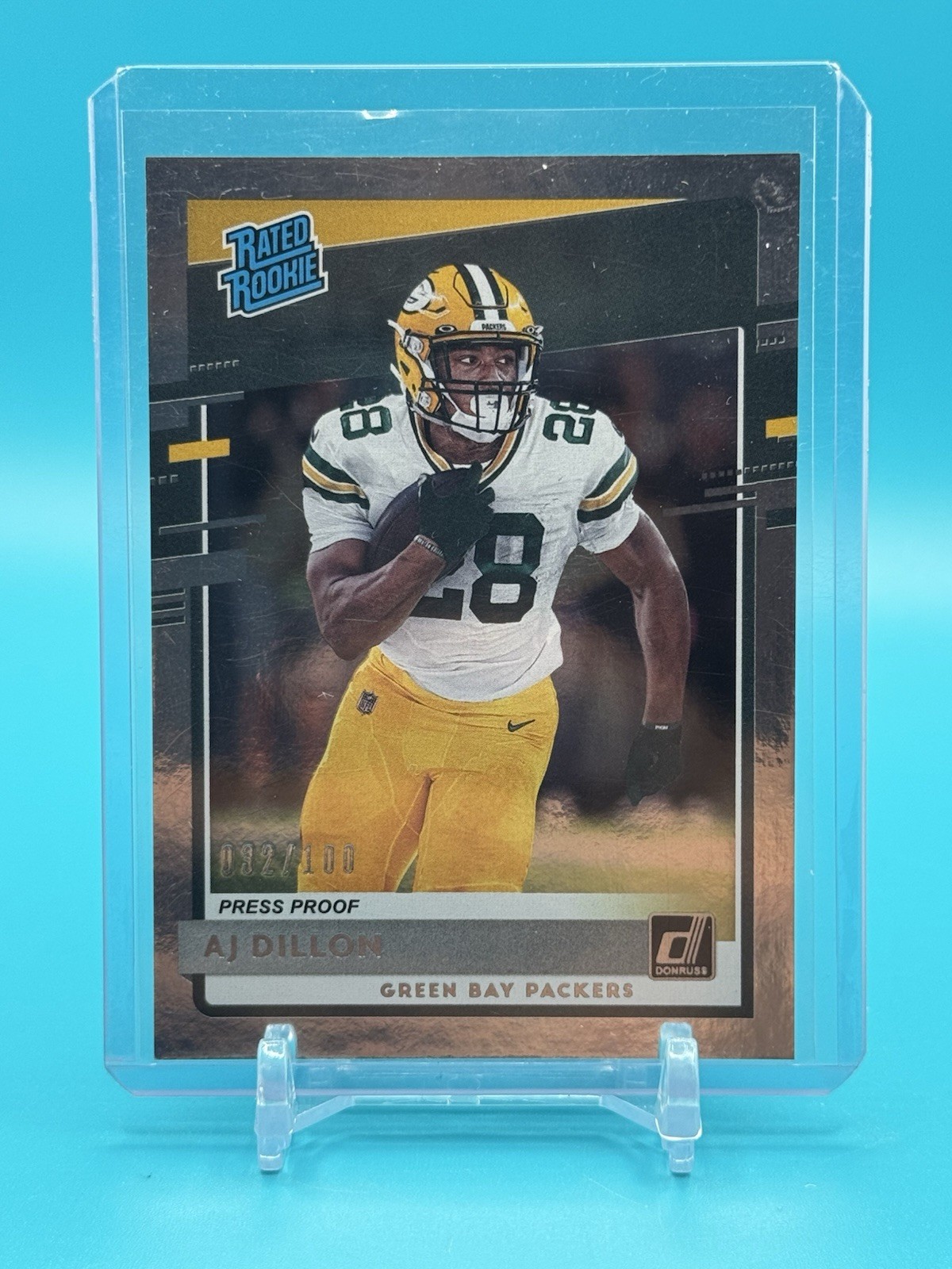 2020 Donruss Rated Rookie Silver Press Proof /100 AJ Dillon RC #324 Packers