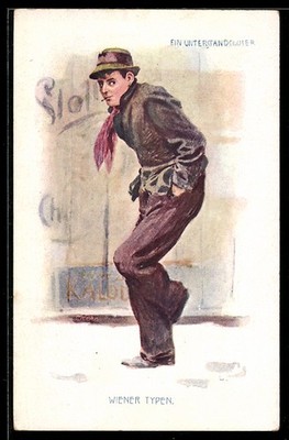 Artist postcard Vienna, shelterless freezes and steps from one foot to the other 