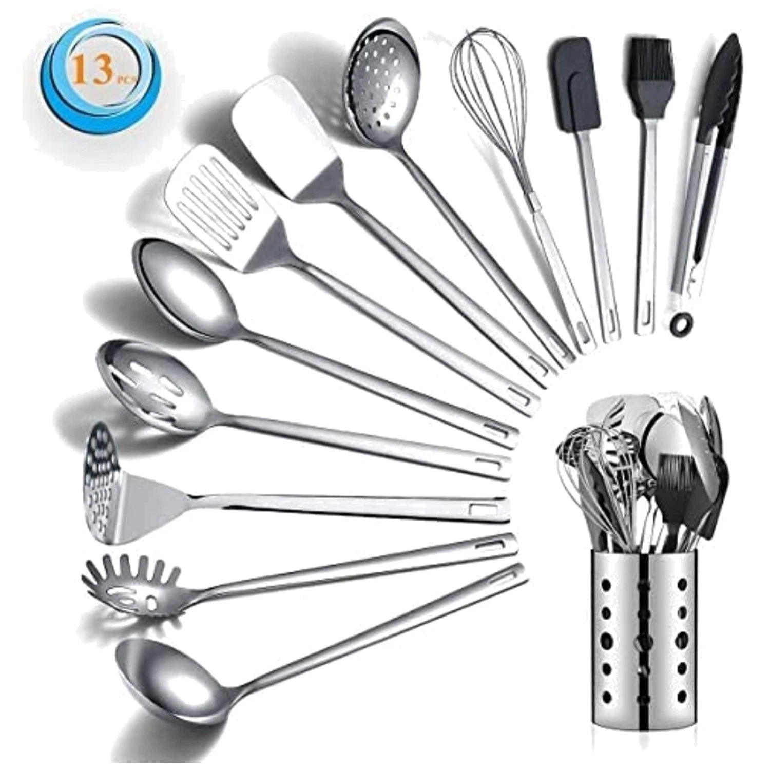 Stainless Steel Cooking Utensils Set - 13 Pieces