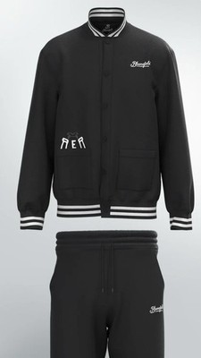 Bloomfield Black & White Men's Tracksuit Set Jacket & Tapered Pants Striped Trim