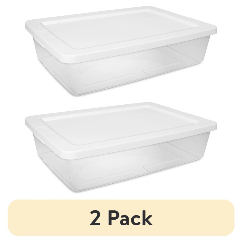 pack) Sterilite Small Storage Bin, 28 Quart Clear Plastic